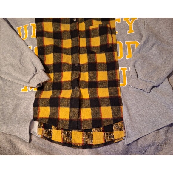 AKIRA Tomboy Babe Jacket Gray / Yellow-Black Plaid Terry/Flannel Oversize S - Picture 2 of 10